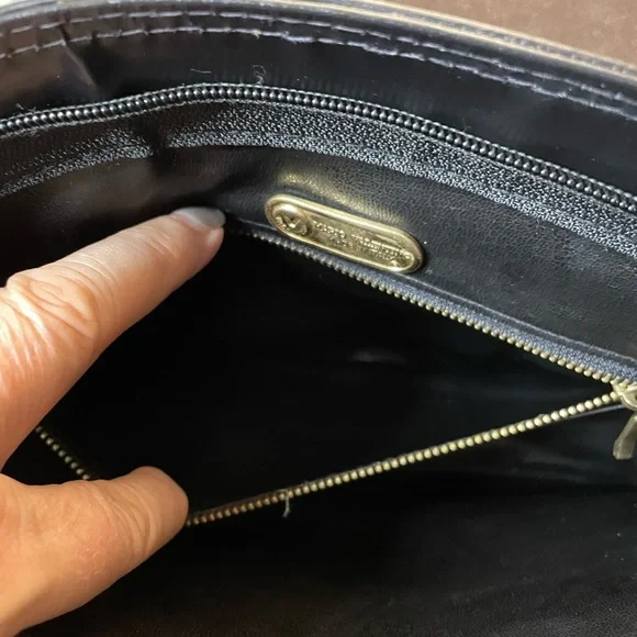 Mario Valentino Black and Gold Clutch with Elegant Wristlet